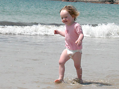 Running through the surf